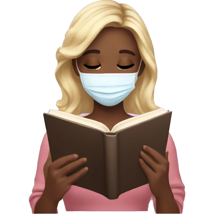 Girl with Beauty Face mask reading a Asthetic book emoji