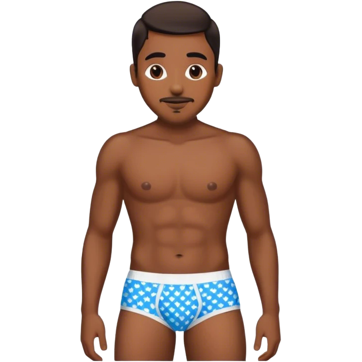 Blue heart patterned men’s briefs brown skin emoji