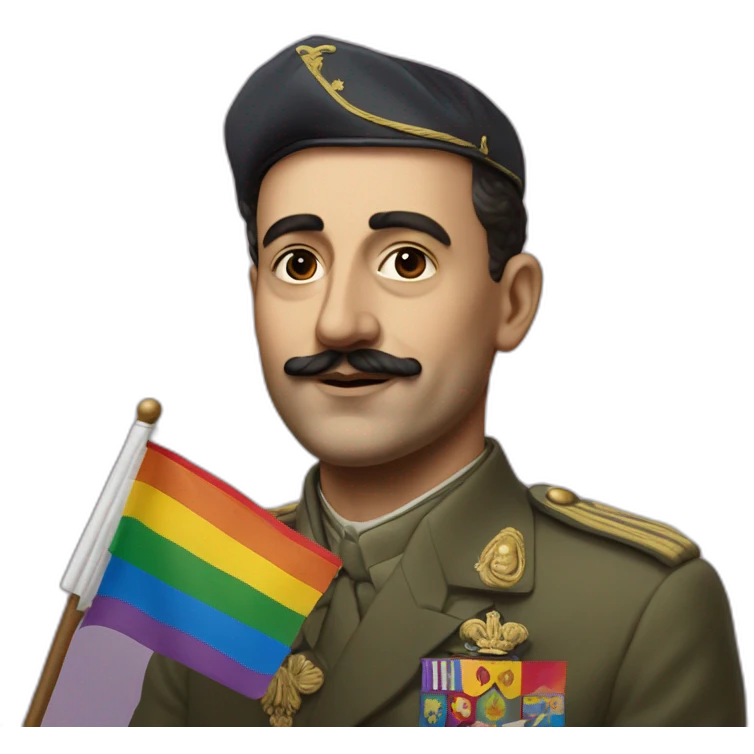 Hyperrealist Francisco franco with a lgtbi flag emoji