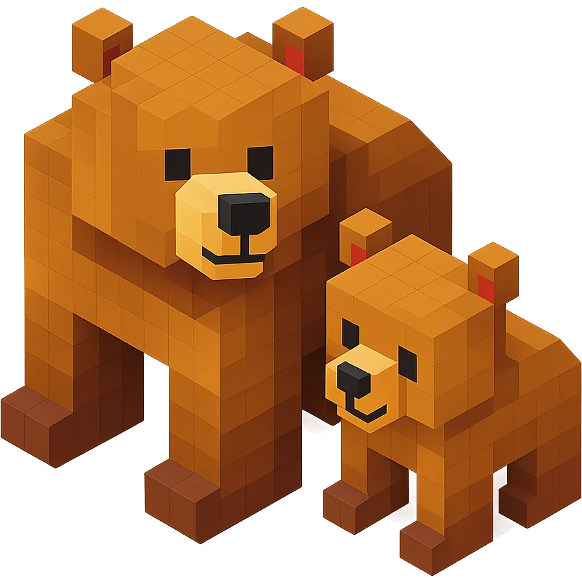 Russian grizzly bear with cub emoji