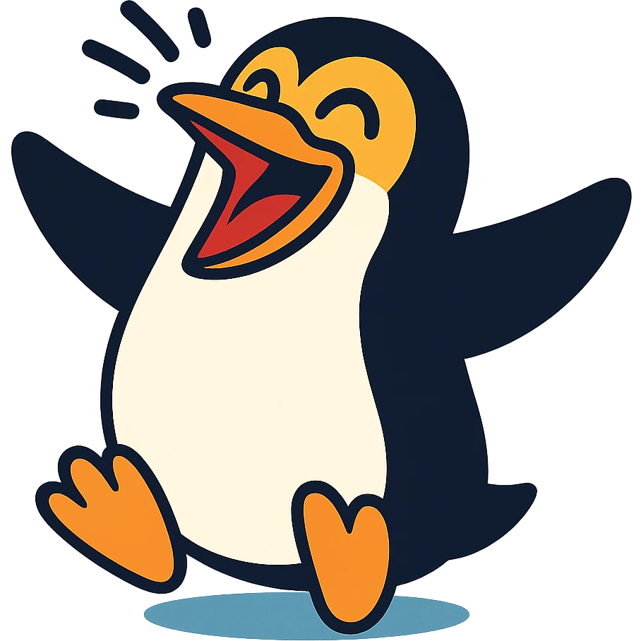 vibrant toon style laughing penguin emoji
