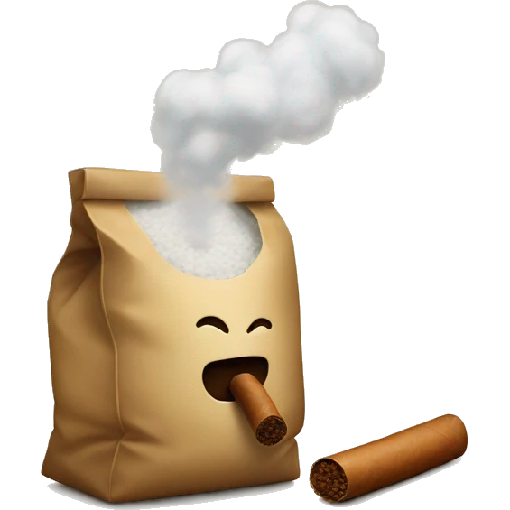 a bag of flour smokes a cigar emoji
