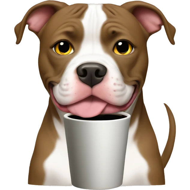 Cute pit bull with coffee mug  emoji
