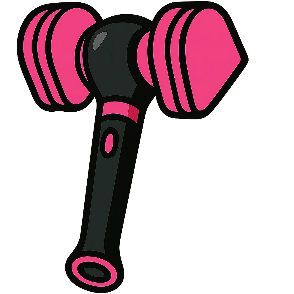 BLACKPINK-inspired gothic lightstick, no hearts, vibrant toon style, bold and expressive, black and pink color scheme emoji