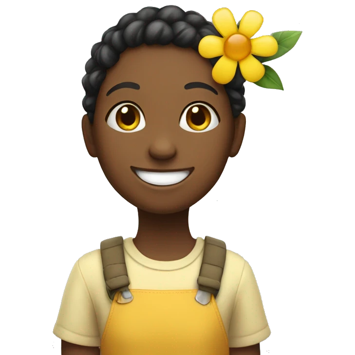 smiling girl with flower emoji