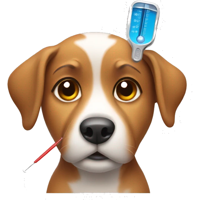 A dog with a thermometer emoji