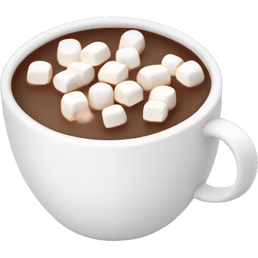 White mug of hot chocolate with marshmallows  emoji