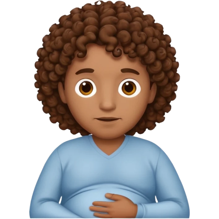 A pregnant Argentinian man with brown curly hair emoji