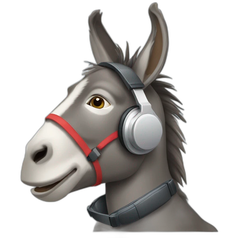 a donkey that was not alive but is now alive again wearing headphones emoji