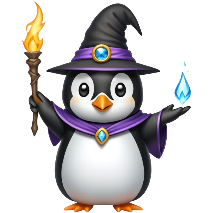 penguin wizard casting a spell emoji