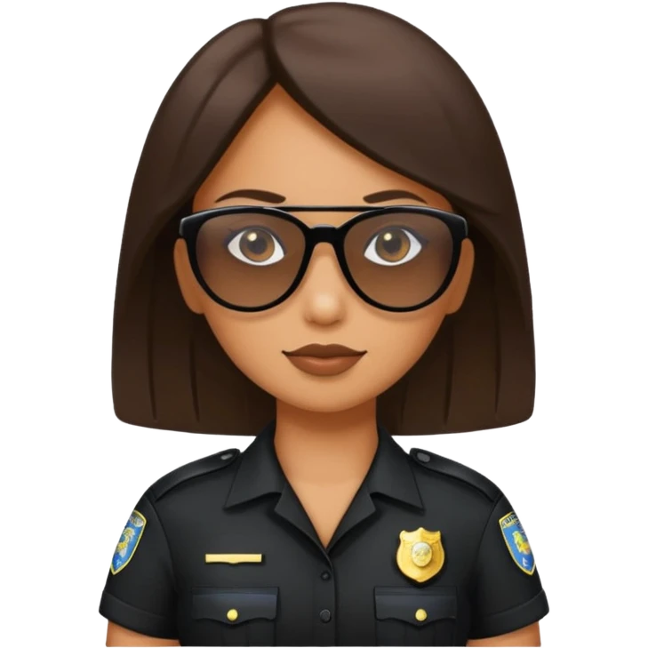 woman police wearing black dress with sun glasses emoji