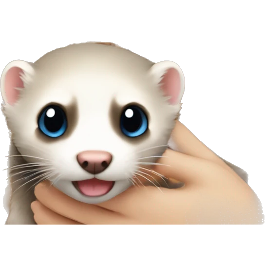 Ferret in hands of a blond girl with blue eyes and long eyelashes  emoji