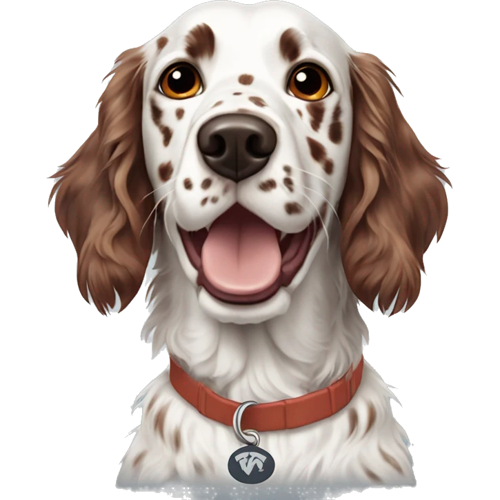 english setter wearing virginia tech colors emoji