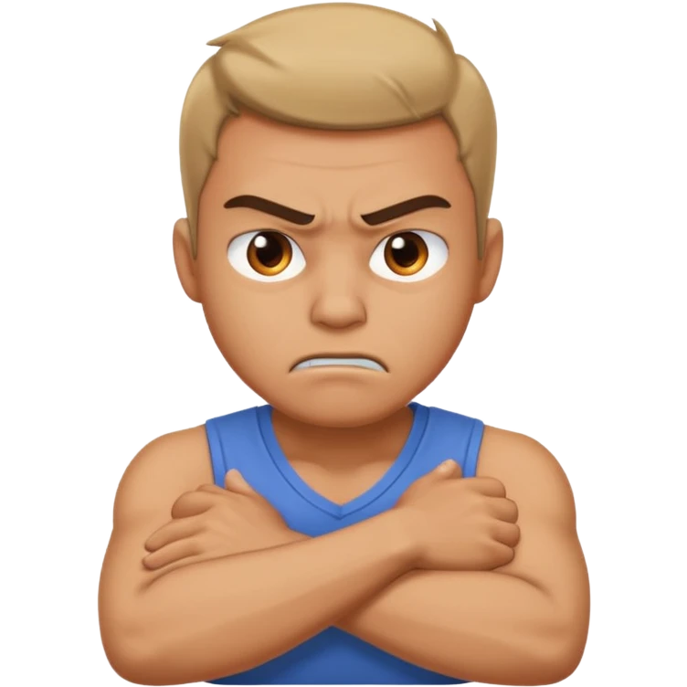 arms crossed holding neck angry guy emoji