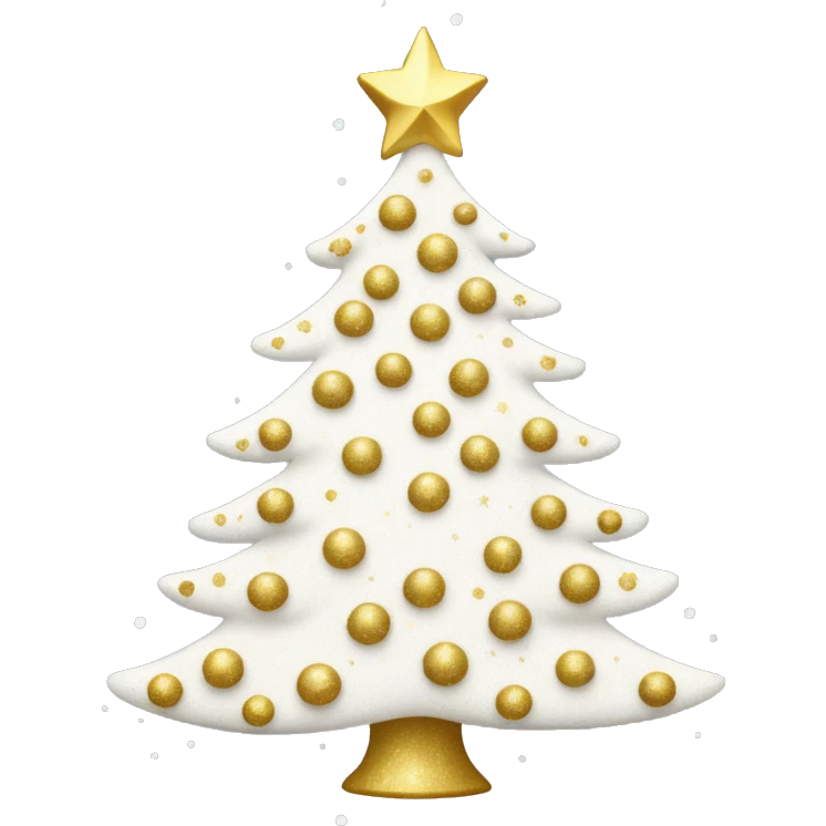 white Christmas tree with gold sparkles emoji