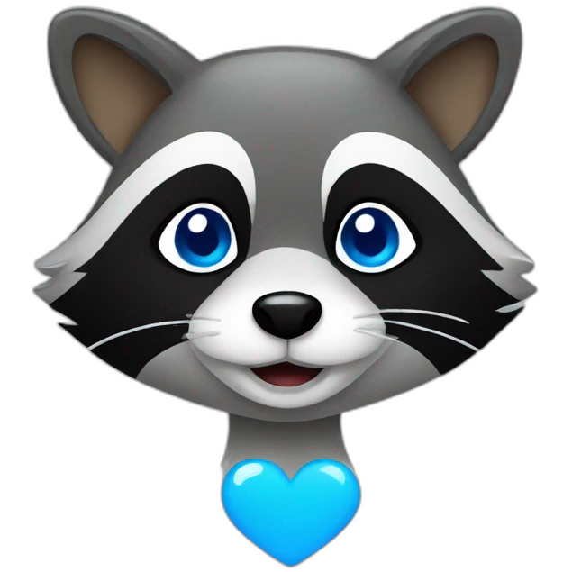 Raccoon with blue heart emoji