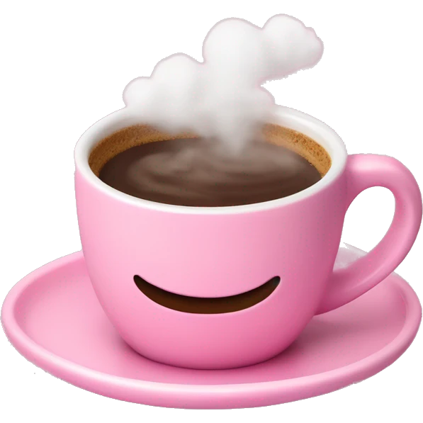 Frothed hot coffee in pink cloud mug and saucer emoji