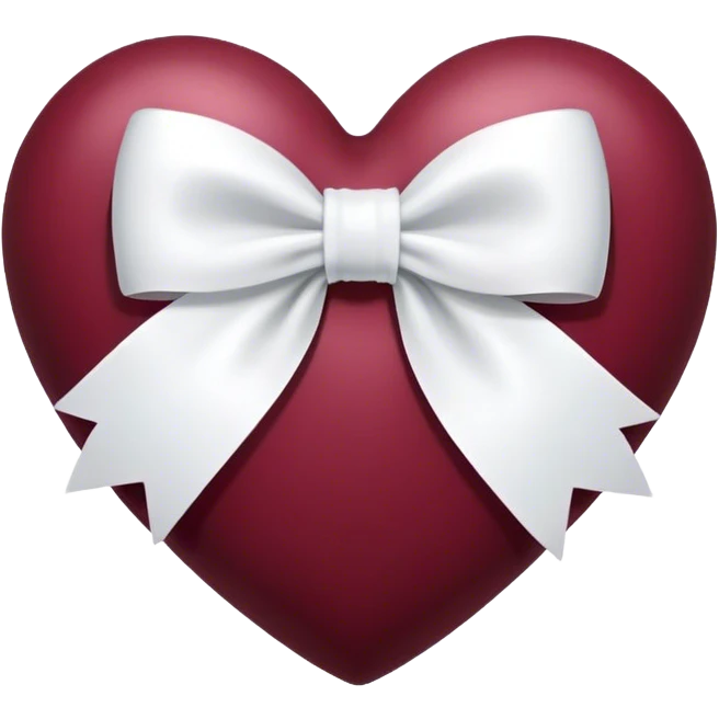 burgundy  heart white black bow emoji