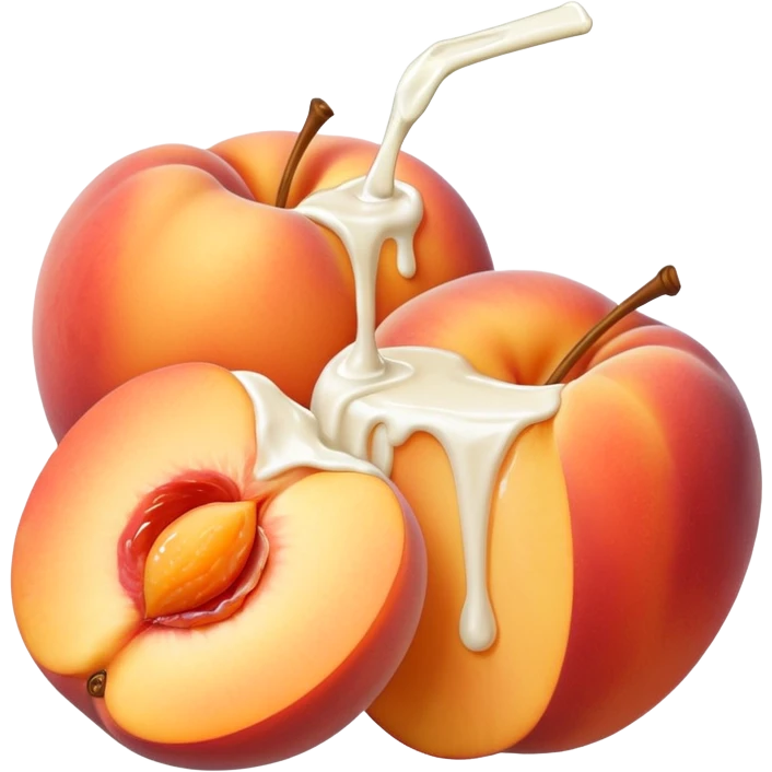 There is a lot of milk on the cut peaches. emoji