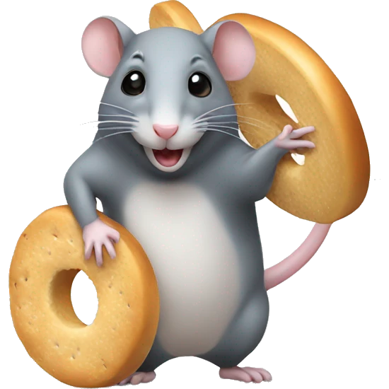 Rat with bagel emoji