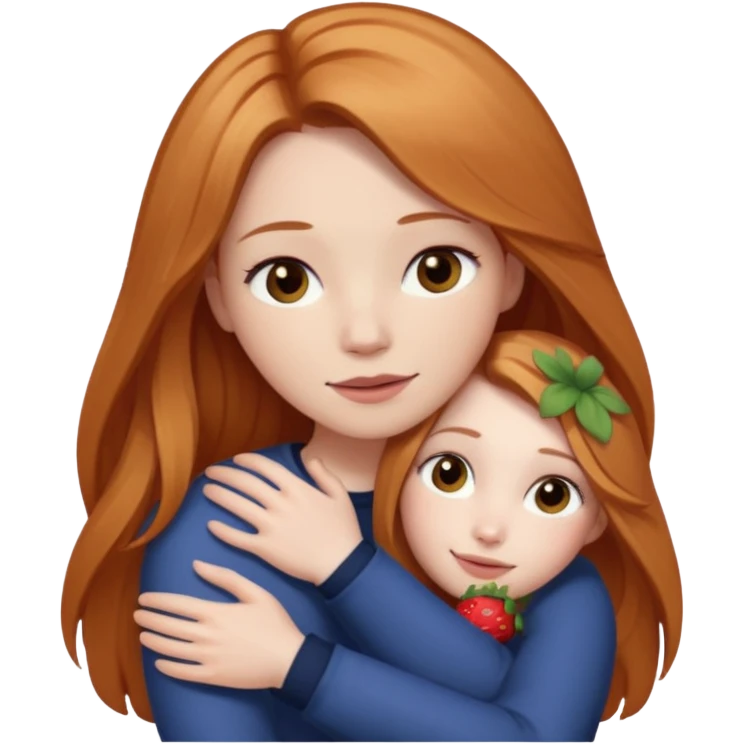 girlfriend with long dark strawberry blonde hair middle part with brown eyes giving hug emoji