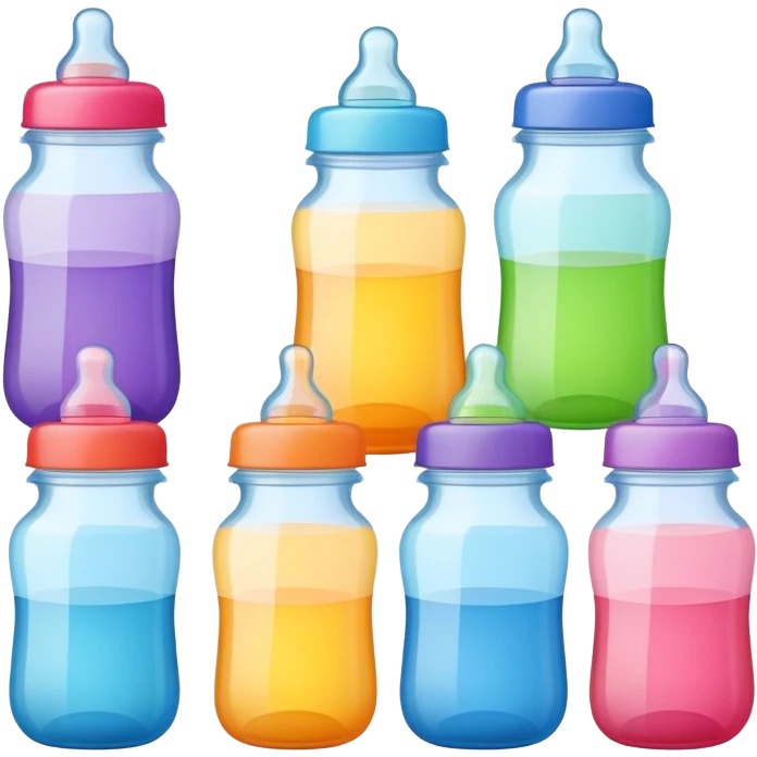 set of baby bottles in different colors and sizes emoji