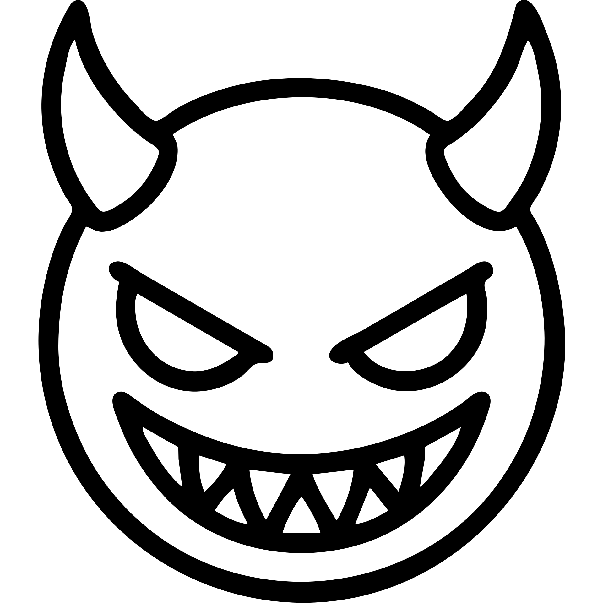 scary demonic smiling face, sharp black outlines, simple but detailed drawing, clear shadows and highlights, no gradients emoji