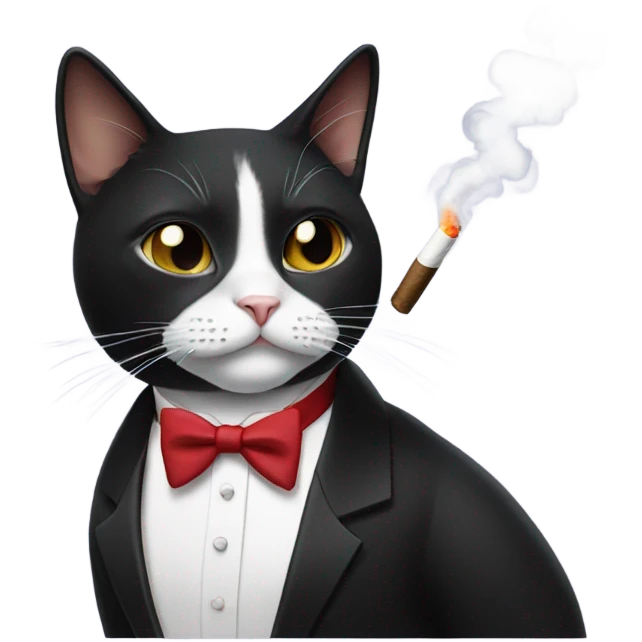 Tuxedo cat smoking a cigar emoji