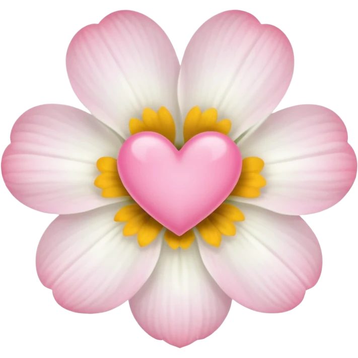 white flower with mini pink heart center emoji