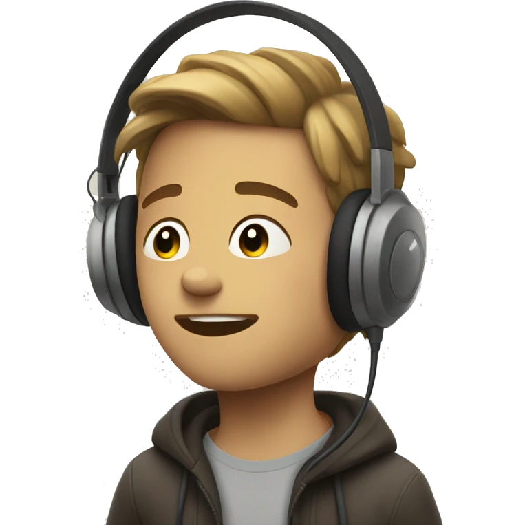 Keeping headset andA boy is feeling the song  emoji