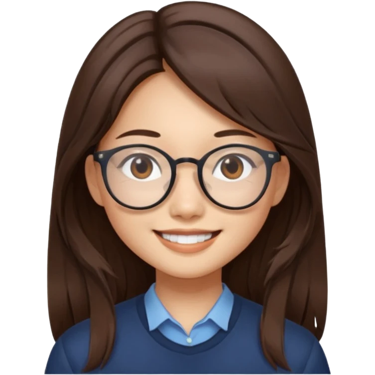 An Asian girl with thin glasses and long layered brown hair emoji