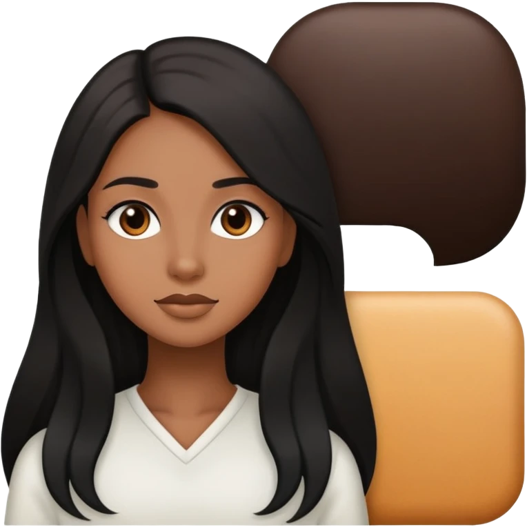 Brown female with black long hair  emoji