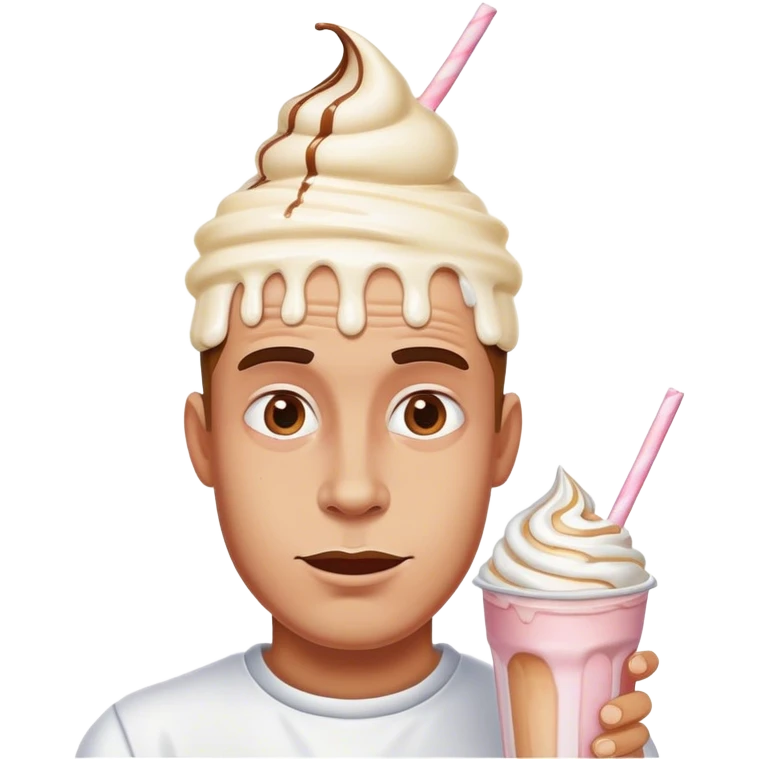 Man with spilled milkshakes on head emoji
