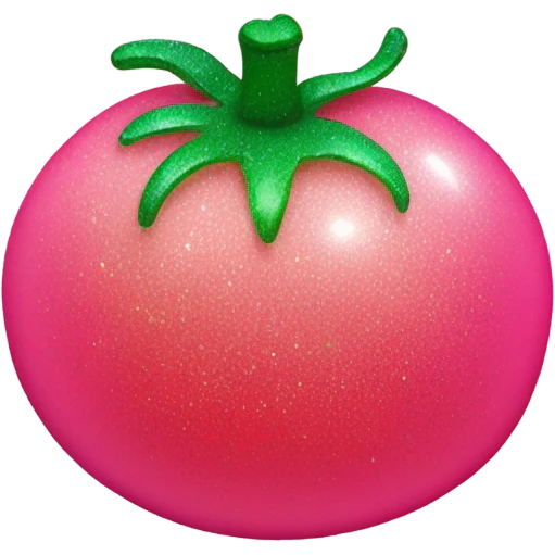 Entire Hot pink to baby pink ombre tomato with glitter and green stem emoji