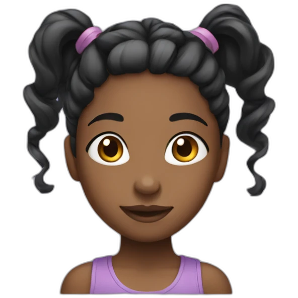 cute black girl with ponytail emoji