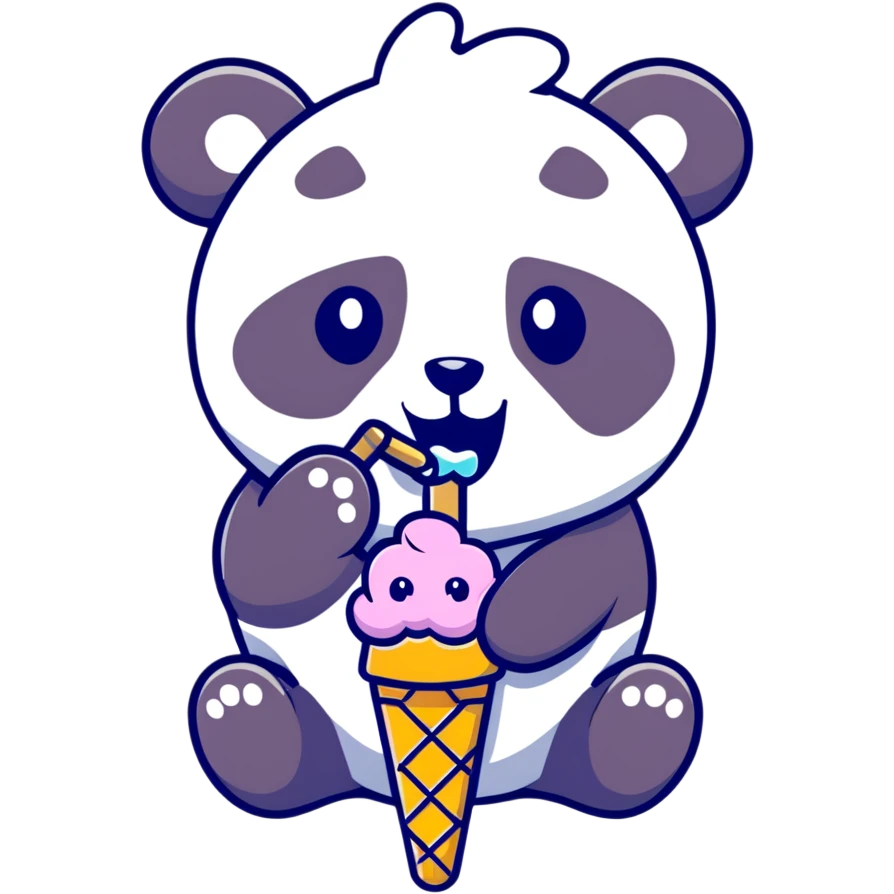 Panda eating ice cream emoji