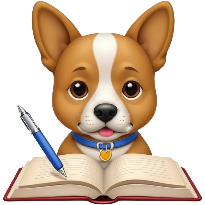 cachorro escrevendo um livro emoji