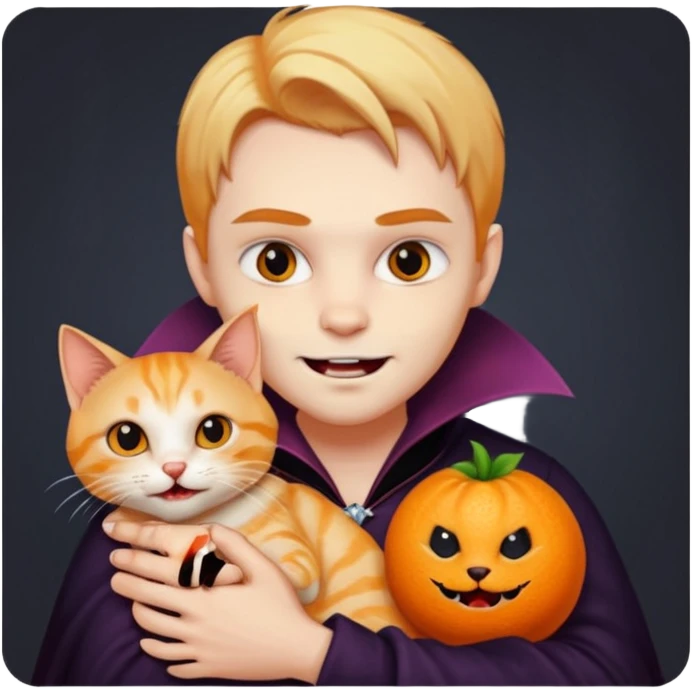 vampire cradling orange tabby emoji
