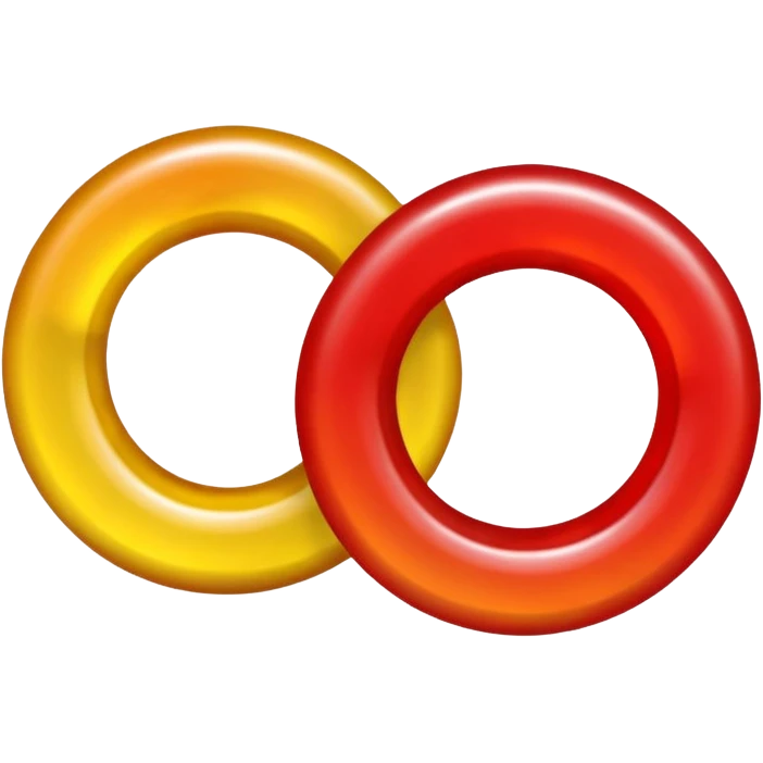 emoji de 2 gomitas en forma de aro una colo rojo y otra amarillo de gran grosor emoji