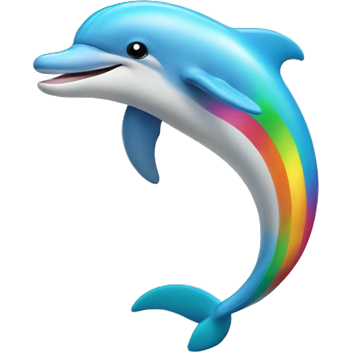 Dolphin with rainbow and bow emoji