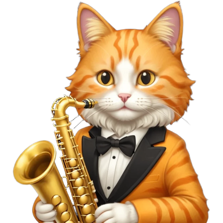 orange cat play gold saxophone emoji