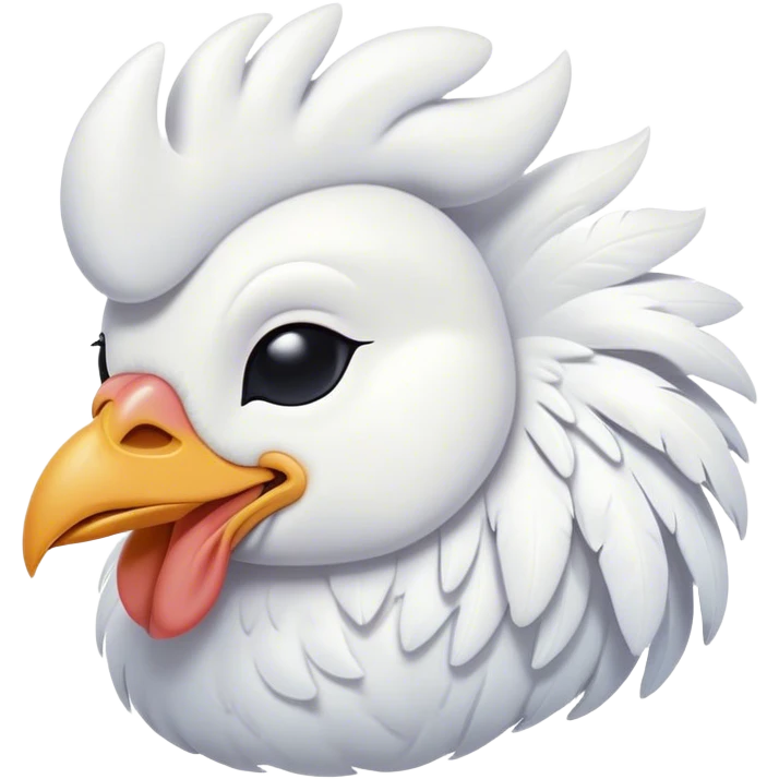Meme-Worthy Cute Sleeping White Rooster Portrait Emoji, Head resting peacefully with a contented smile, showcasing a robust build and a luxuriously soft pure white plumage, eyes shut in a serene, restful nap, Simplified yet hilariously adorable features, highly detailed, glowing with a soft, drowsy light, high shine, relaxed and utterly lovable, stylized with an air of playful laziness, bright and heartwarming, soft glowing outline, capturing the essence of a comically sleepy rooster, so meme-worthy it feels like it could instantly become the next viral sensation of adorable slumber! emoji