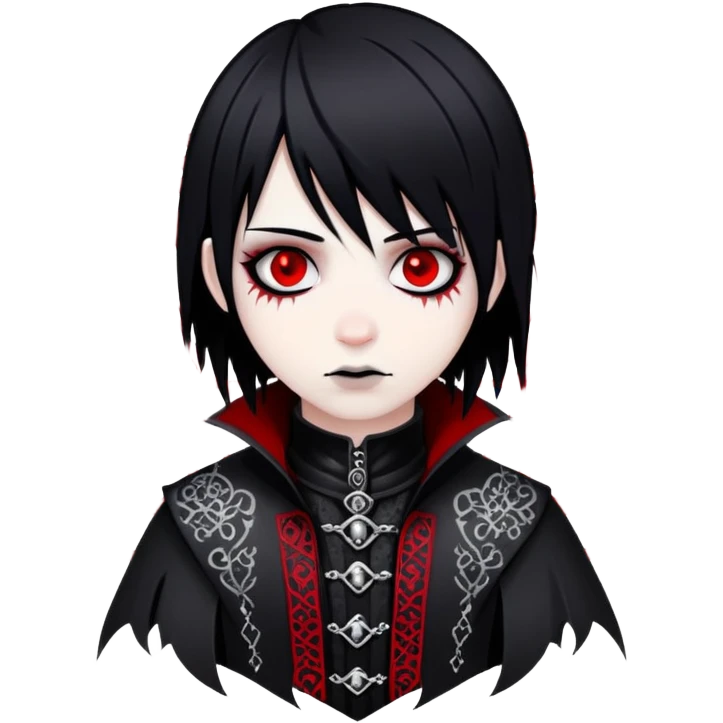 Dark evil Badass emo gothic black and silver with intricate red and white patterns  emoji