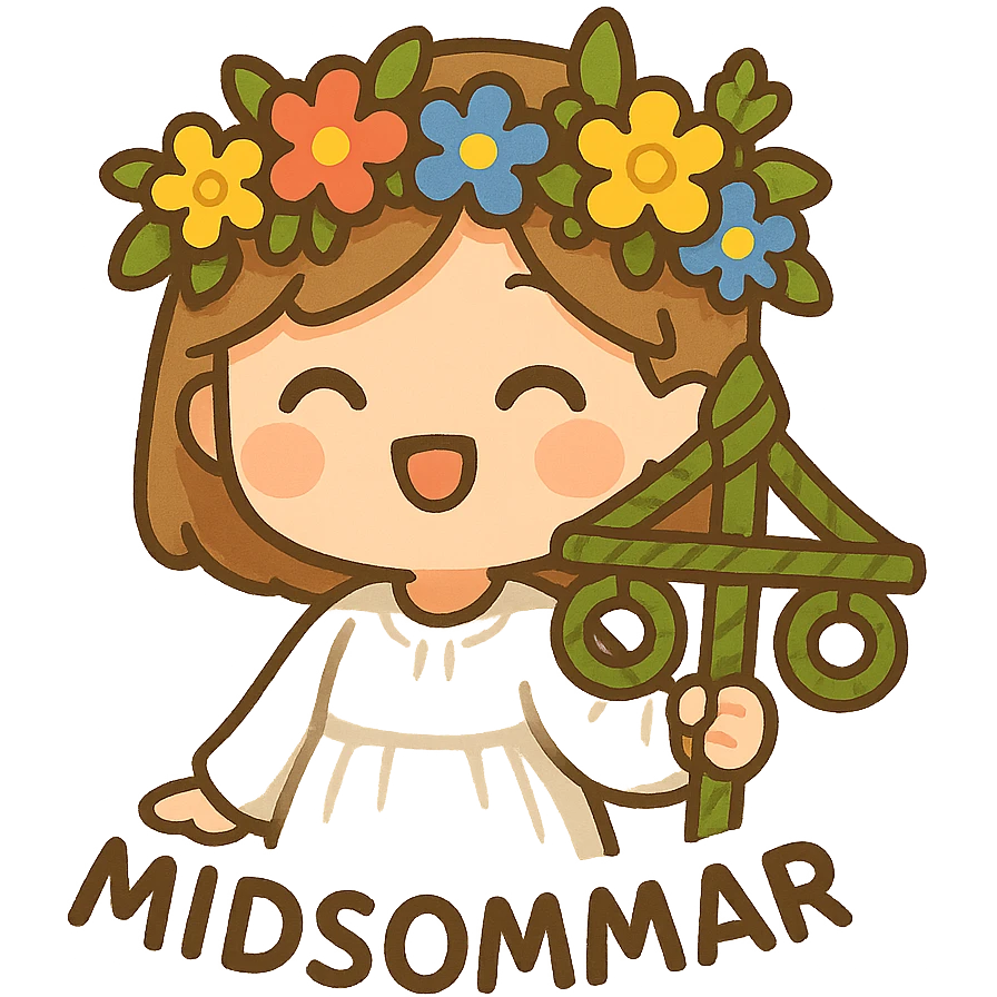 midsommar emoji with maypole, festive mood, simple design, bright colors emoji