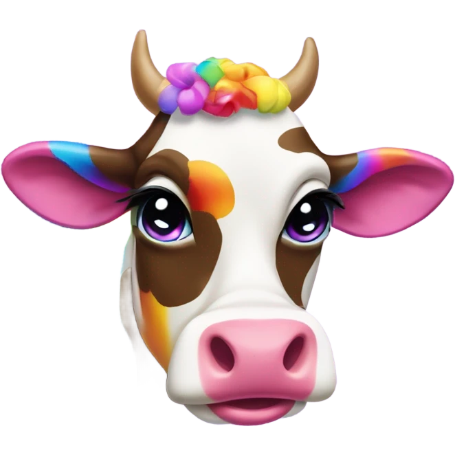 Lisa frank cow with rainbow spots emoji