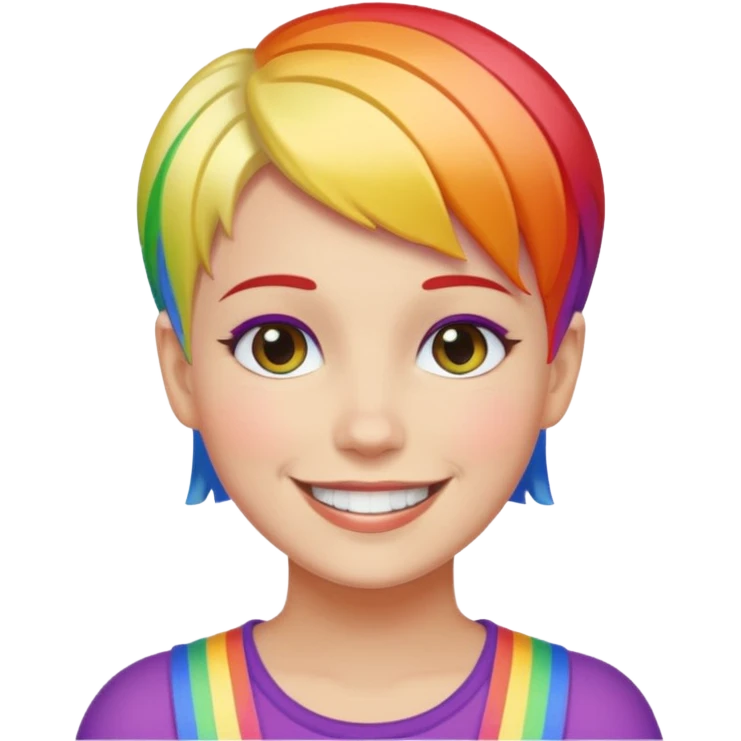 White lesbian with short hair rainbow coloured skin emoji