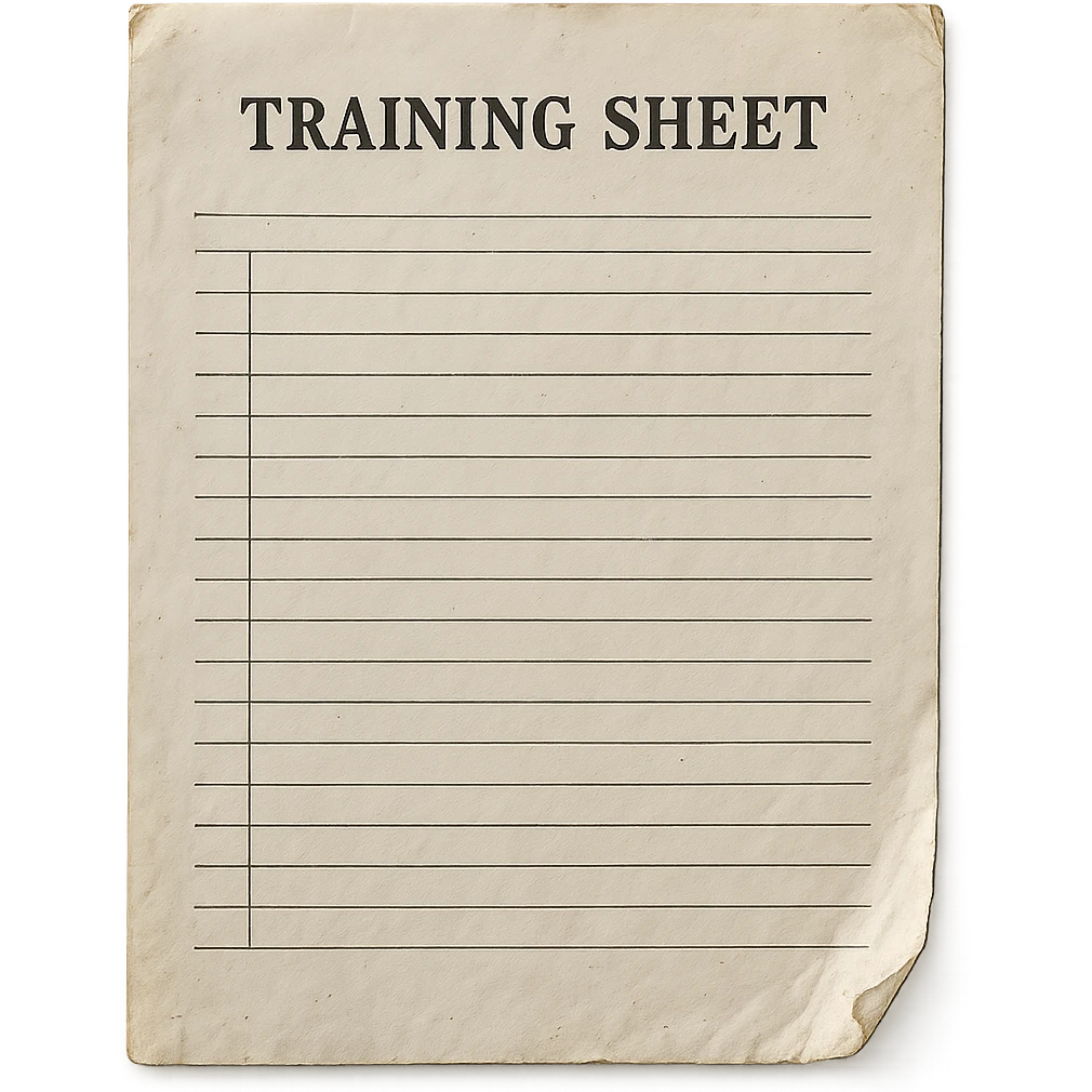 training sheet with realistic details, hyperrealistic 3D style, high resolution, white background emoji