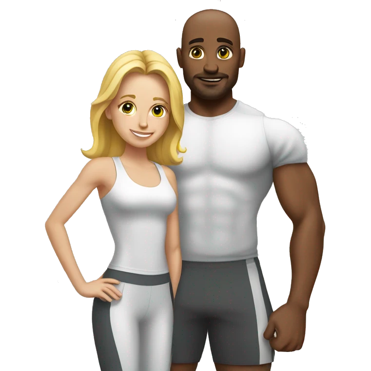 White couple in gym emoji