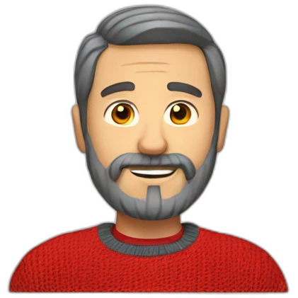 Middle age man with beard and in red sweater emoji