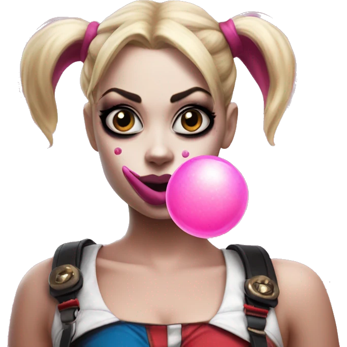Harley Quinn with pink bubble gum  emoji